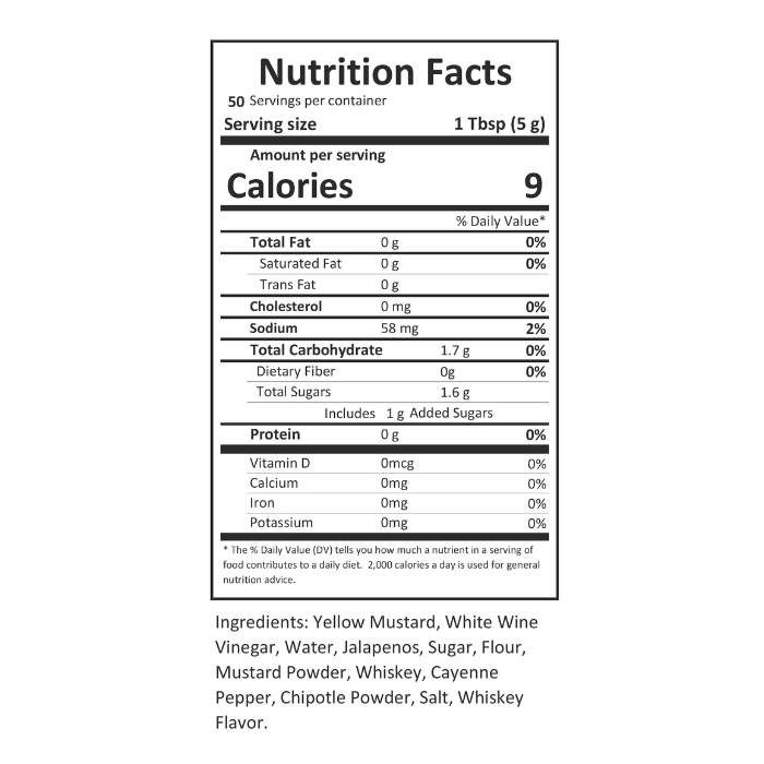 Sutter Buttes - Jalapeno Whiskey Mustard, 4oz - nutrition facts