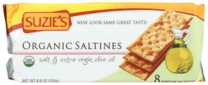 Suzie's Organic Saltines Salt and Extra Virgin Olive Oil 8.8 Oz
 | Pack of 3