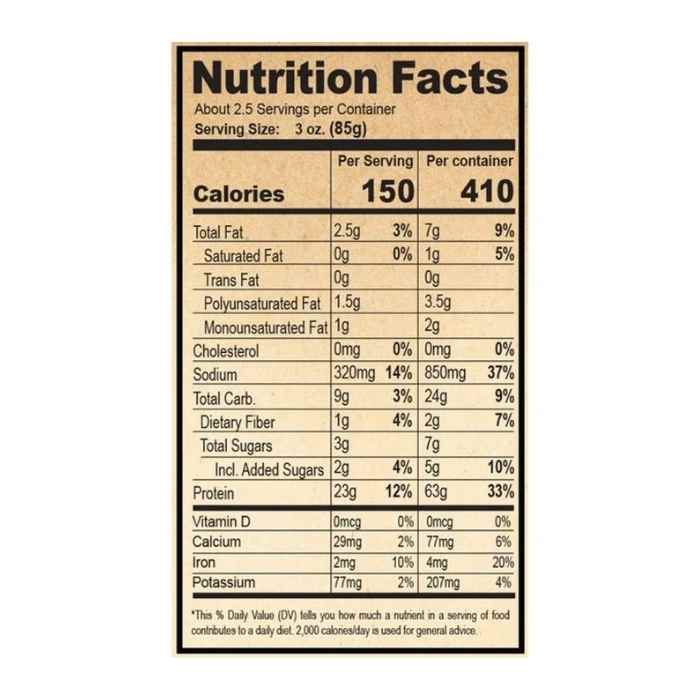 Sweet Earth - Chipotle Seitan Strips, 8oz- Nutrition Facts