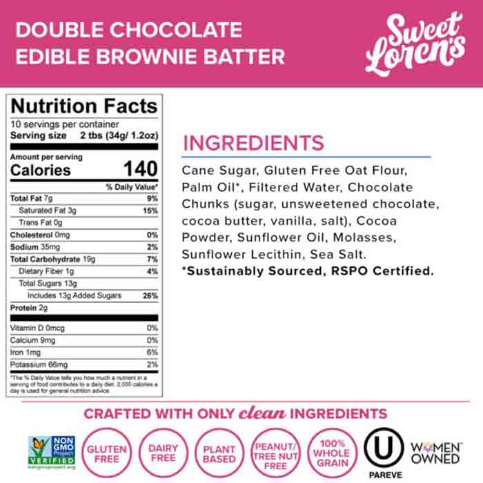 Sweet Lorens - Cookie Dough Brownie Batter Double Chocolate, 12oz back