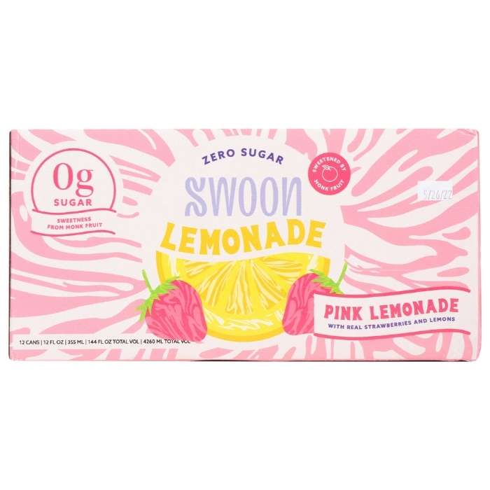Swoon - Zero Sugar Pink Lemonade 12 pack - 12fl oz - front