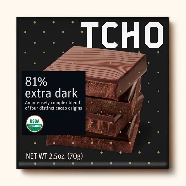 TCHO 81% Extra Dark Chocolate 2.5 Oz Bar | Pack of 12 - PlantX US