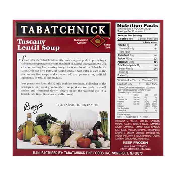Tabatchnick - Lentil Soups, 15oz back