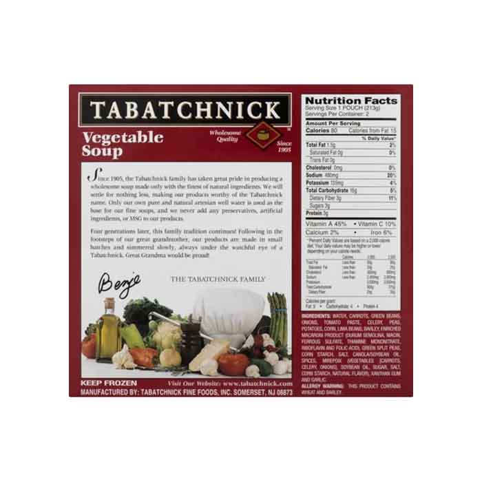 Tabatchnick - Vegetable Soups, 15oz back