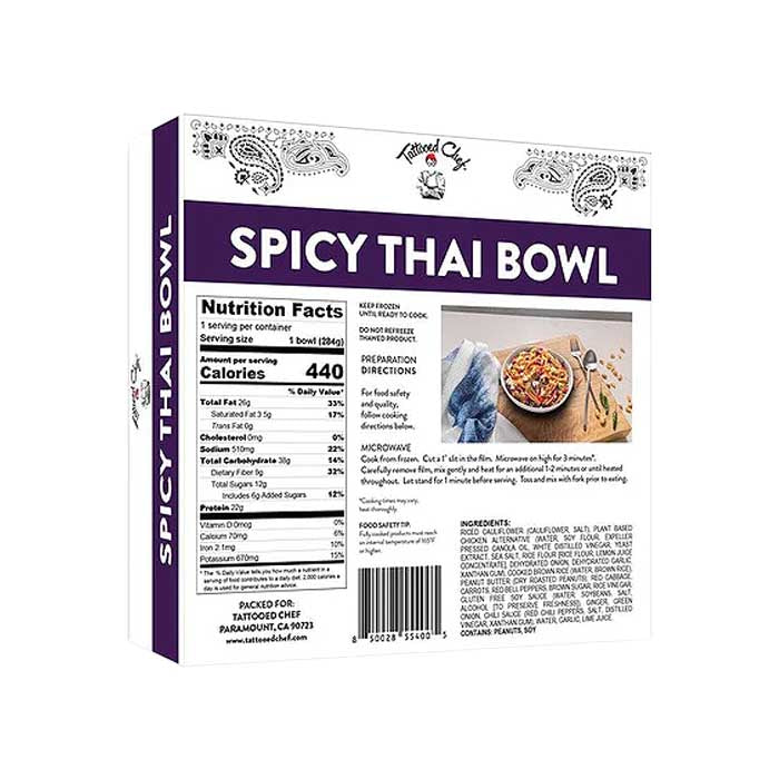 Tattooed Chef - Spicy Thai Bowl, 10oz - back