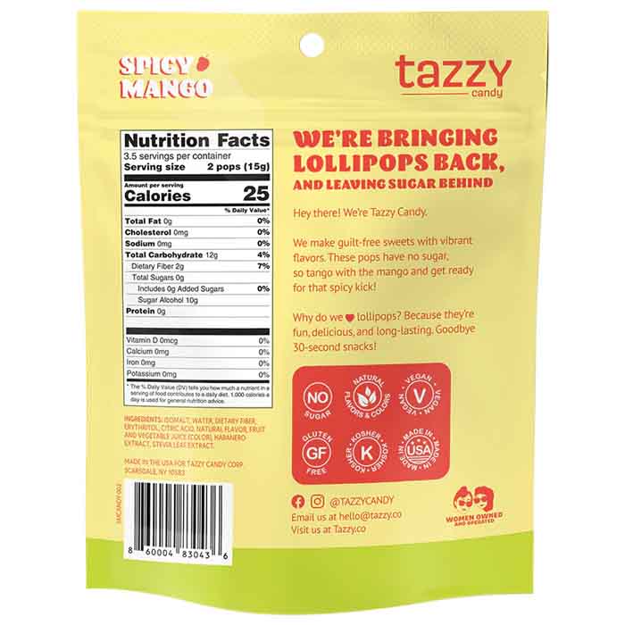 Tazzy - Spicy lollipop, 1.92oz - Back
