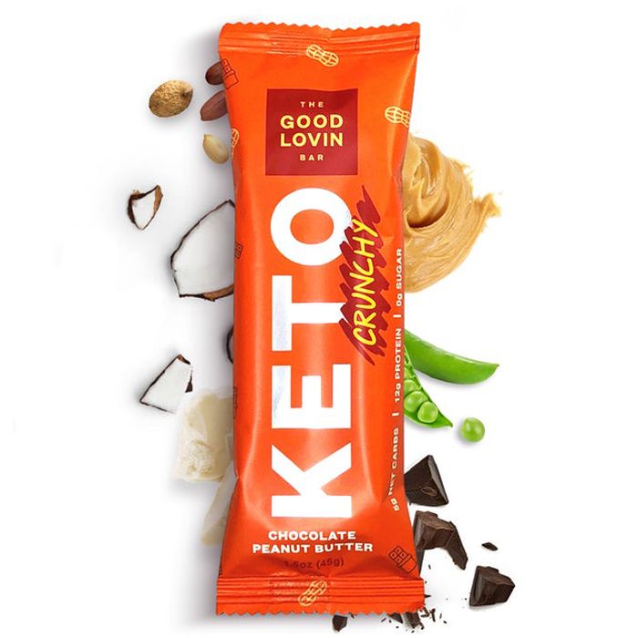 The Good Lovin Bar - Organic Keto Bar Crunchy - Chocolate Peanut Butter , 1.6oz