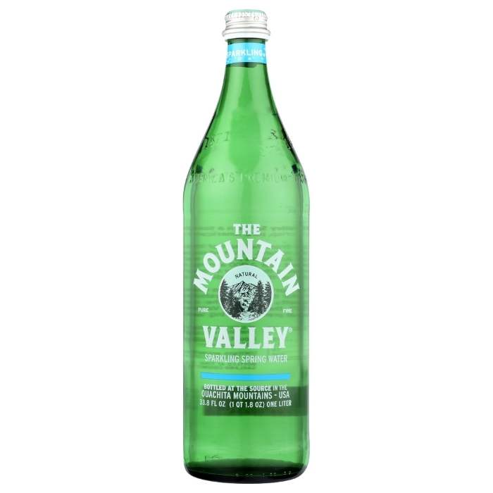 The Mountain Valley - Sparkling Spring Water In Glass, 33.8 fl oz - front