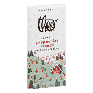 Theo Chocolate - Peppermint Crunch Dark Chocolate Bar, 3oz | Pack of 12