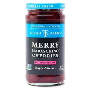 Tillen Farms - Merry Maraschino Cherries Pitted & Stem-on, 13.5 Oz | Pack of 6