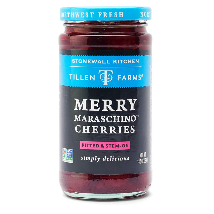 Tillen Farms Merry Maraschino Cherries Pitted & Stem-on, 13.5 Oz
 | Pack of 6 - PlantX US