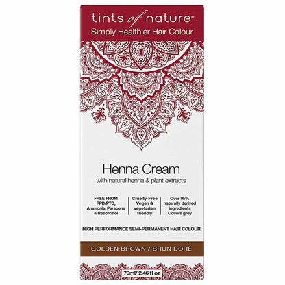 Tints of Nature - Semi-Permanent Golden Brown Hair Dye Henna Cream, 2.46 fl oz
