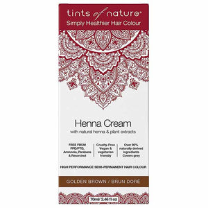 Tints of Nature - Semi-Permanent Golden Brown Hair Dye Henna Cream, 2.46 fl oz