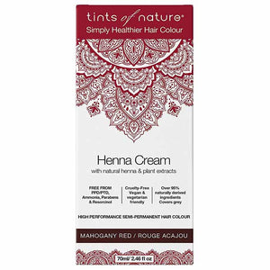 Tints of Nature - Semi-Permanent Mahogany Red Hair Dye Henna Cream, 2.46 fl oz