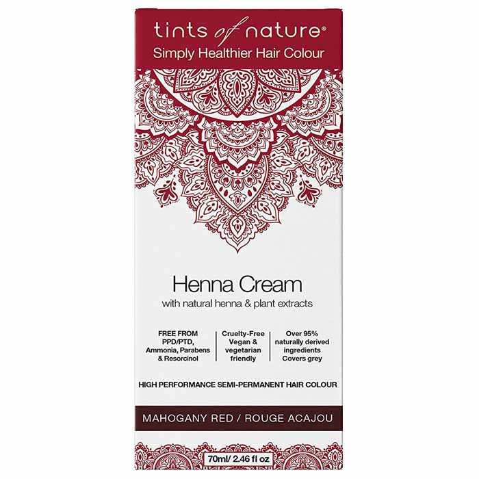 Tints of Nature - Semi-Permanent Mahogany Red Hair Dye Henna Cream, 2.46 fl oz