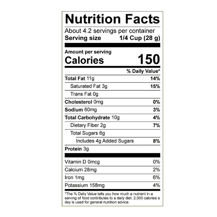 Toodaloo - Adaptogenic Trail Mix - Slow Your Roll - nutrition facts