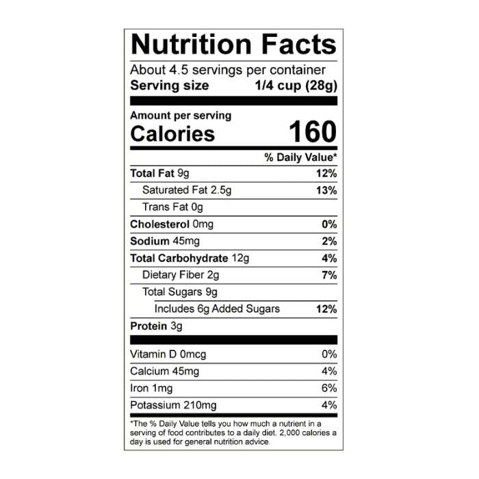 Toodaloo - Adaptogenic Trail Mix - Turning Heads (4oz) - nutrition facts