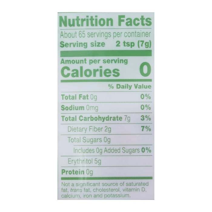 Truvia - Sweet Complete Granulated All-Purpose Calorie-Free Stevia Sweetener, 16oz - Nutrition Facts