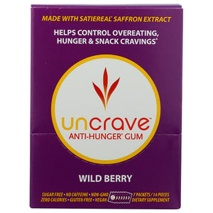 UnCrave - Anti-Hunger Gum Berry, 7 Packs of 14 pieces