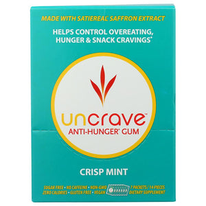 UnCrave - Anti-Hunger Gum Mint, 7 Packs of 14 pieces
