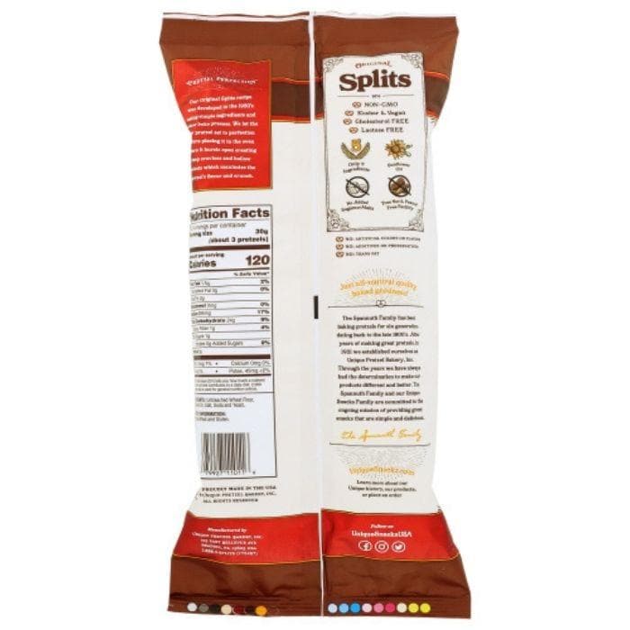 Unique Pretzels - Original Splits, 11oz back
