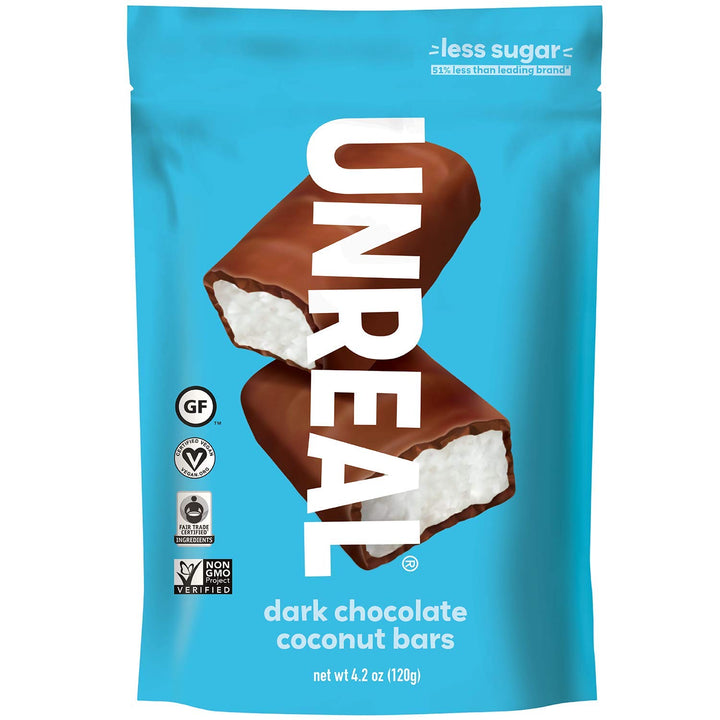 Unreal - Coconut Bars Dark Chocolate, 4.2 Oz | Pack of 6 - PlantX US