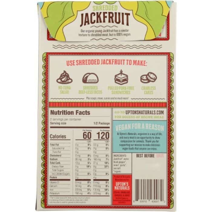 Upton's Naturals - Shredded Jackfruit, 7oz back