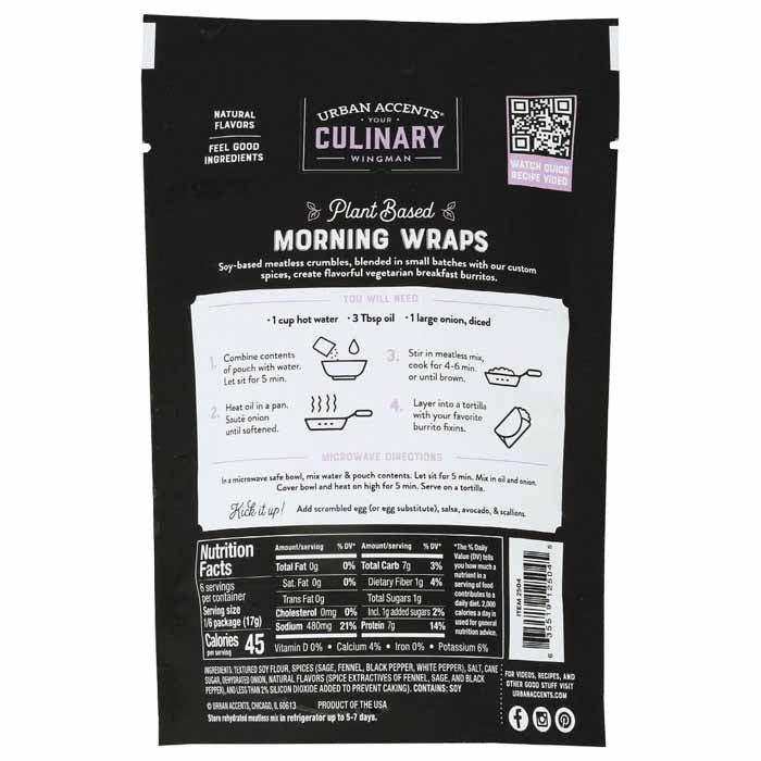 Urban Accents - Meatless Mix Morning Wrap, 3.6oz - back