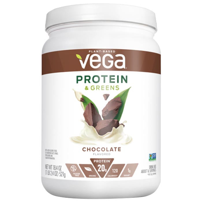 Vega - Plant Protein & Greens Drink Mix - Chocolate, 18.4oz