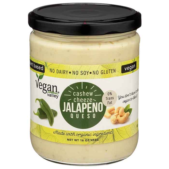 Vegan Valley - Cashew Cheeze Sauce ,16oz , Jalapeno Queso