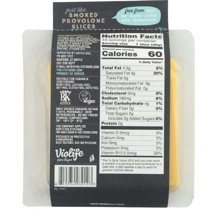 Smoked Provolone Slices, 7.05oz nutrition facts