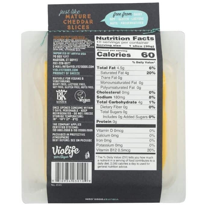 Matured Cheddar Slices, 7.05oz nutrition facts
