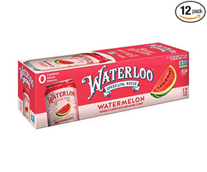 Waterloo Sparkling Water, Watermelon Naturally Flavored, 12 Cans
 | Pack of 2