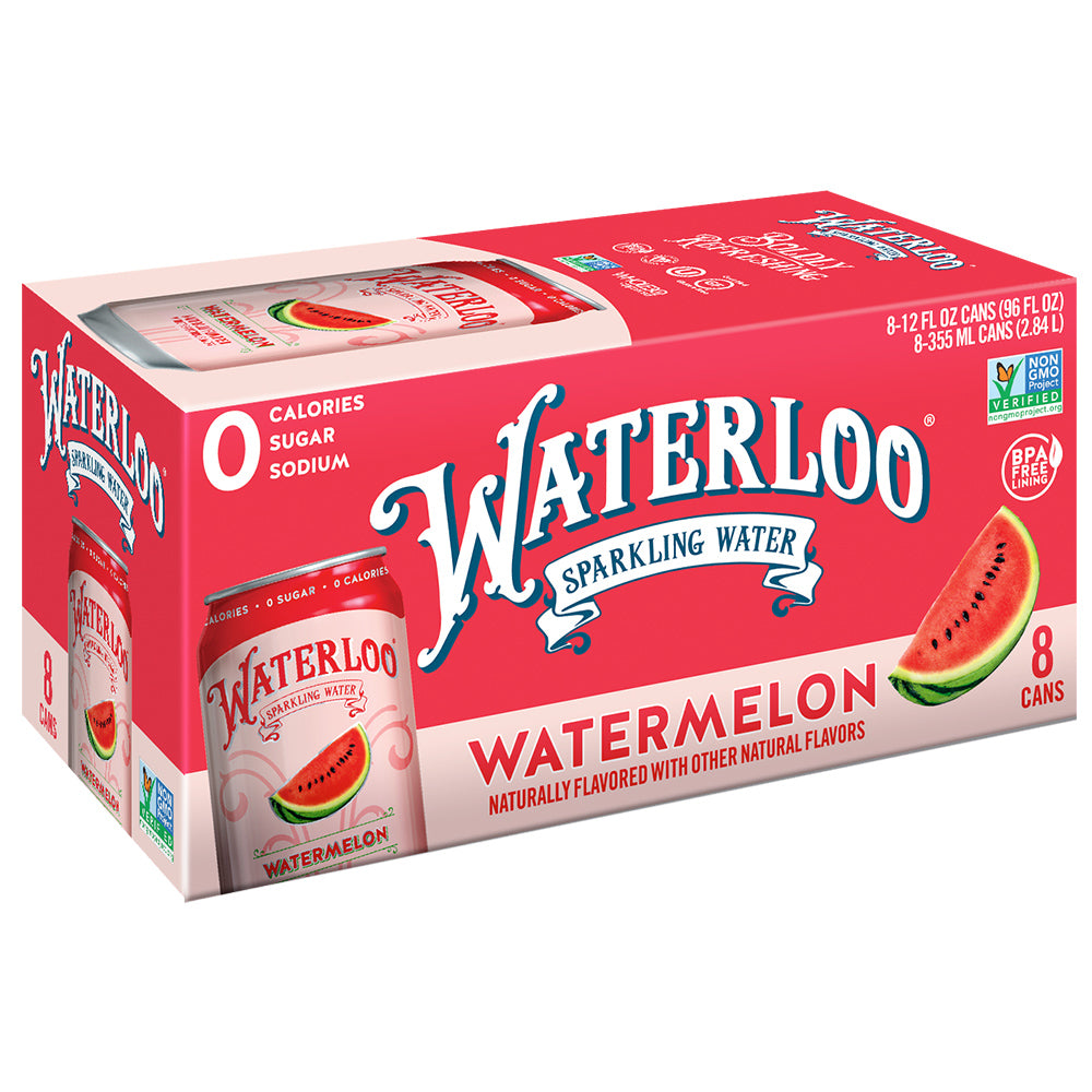 Waterloo Watermelon Sparkling Water 12oz 8Pk
 | Pack of 3 - PlantX US