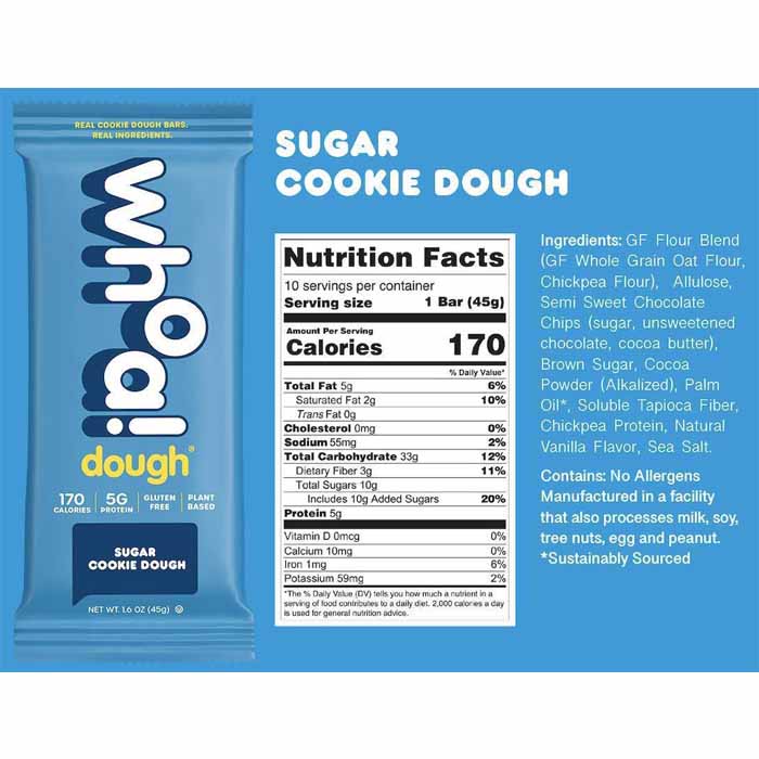 Whoa Dough - Cookie Dough Bar, Sugar Cookie - 1.6oz - back