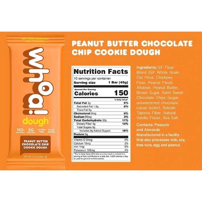 Whoa! Dough - Cookie Dough Bar Peanut butter chocolate chip back