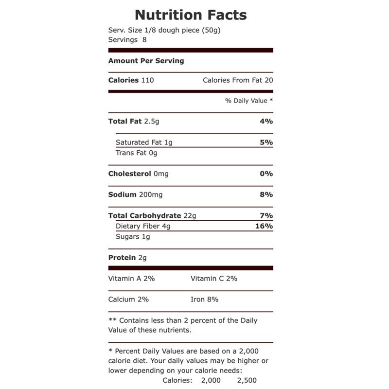 74677842584 - wholly wholesome pizza dough ball nutrition