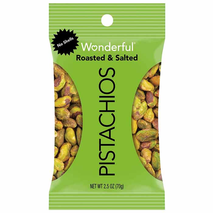 Wonderful Pistachios - Pistachios - Roasted & Salted (No Shells) - 2.25 oz