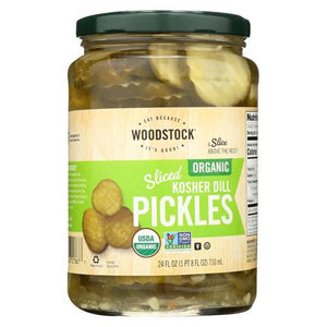 Woodstock Organic Kosher Sliced Dill Pickles 24 Fl Oz | Pack of 6