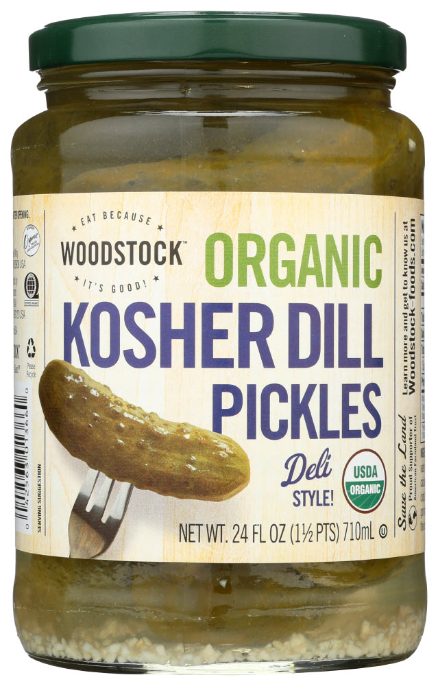 Woodstock Organic Kosher Whole Dill Pickles, 24 oz
 | Pack of 6 - PlantX US