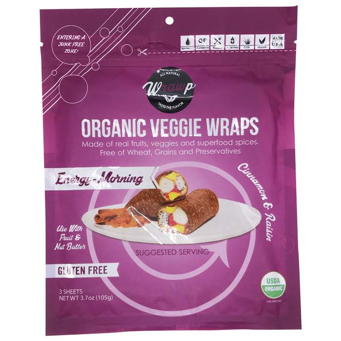 Wrawp - Organic Veggie Wraps Energy Morning, 3 Pack