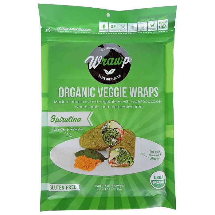 Wrawp - Organic Veggie Wraps Spirulina - 3 Pack