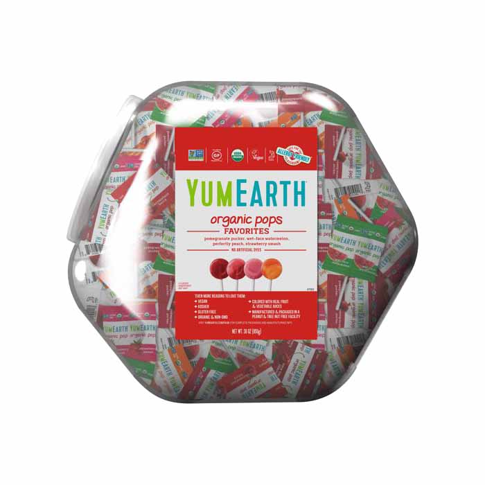 YumEarth - Organic Assorted Flavors Lollipop Counter Bin, 30oz