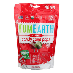 YumEarth, Organic, Candy Cane Pops, Wild Peppermint, 40 Pops
 | Pack of 18