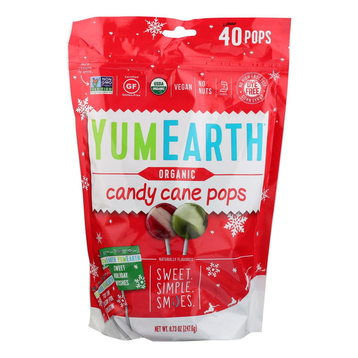 YumEarth, Organic, Candy Cane Pops, Wild Peppermint, 40 Pops
 | Pack of 18 - PlantX US