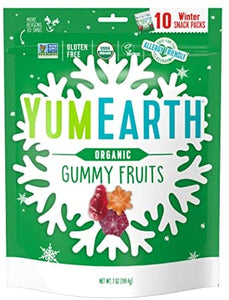 YumEarth Organics Holiday Fruit Gummies, Cherry Peach & Strawberry, 7 Oz | Pack of 18