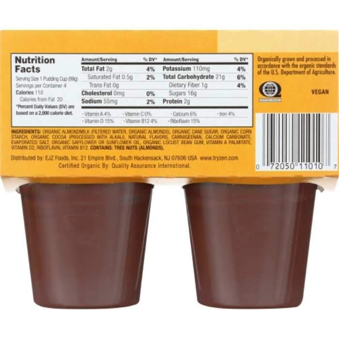 Zen - Chocolate Pudding with Almond Milk, 4pk- Back