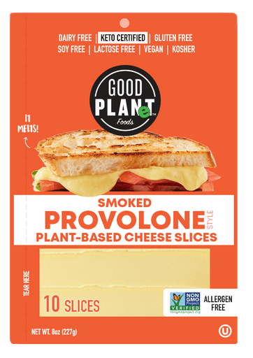 Good Planet Foods - Plant-Based Smoked Provolone Cheese Slices, 8oz - PlantX US