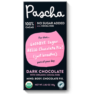 Pascha Organic Black Bar Dark Chocolate Bar 100% Cacao -- 2.82 oz | Pack of 10