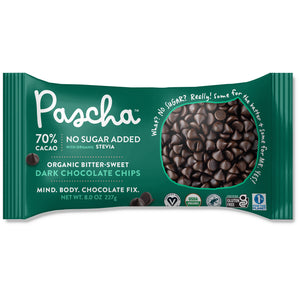 Pascha - 70% Cacao Organic Bitter-Sweet Dark Chocolate Baking Chips, 8.8oz
